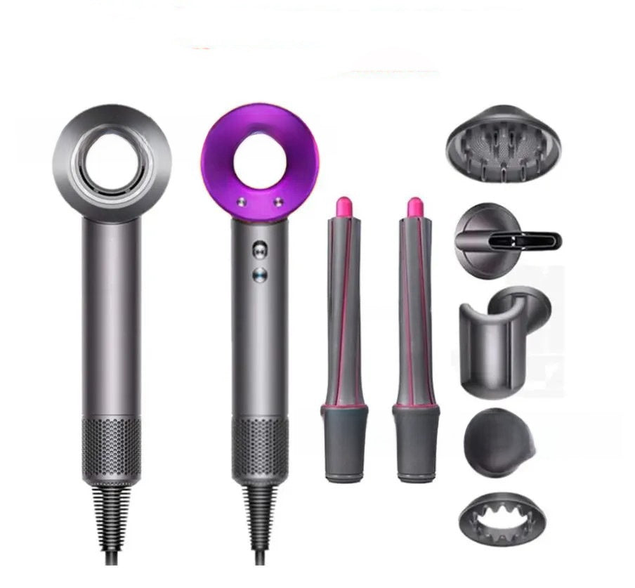 High-speed hair dryer with curling iron