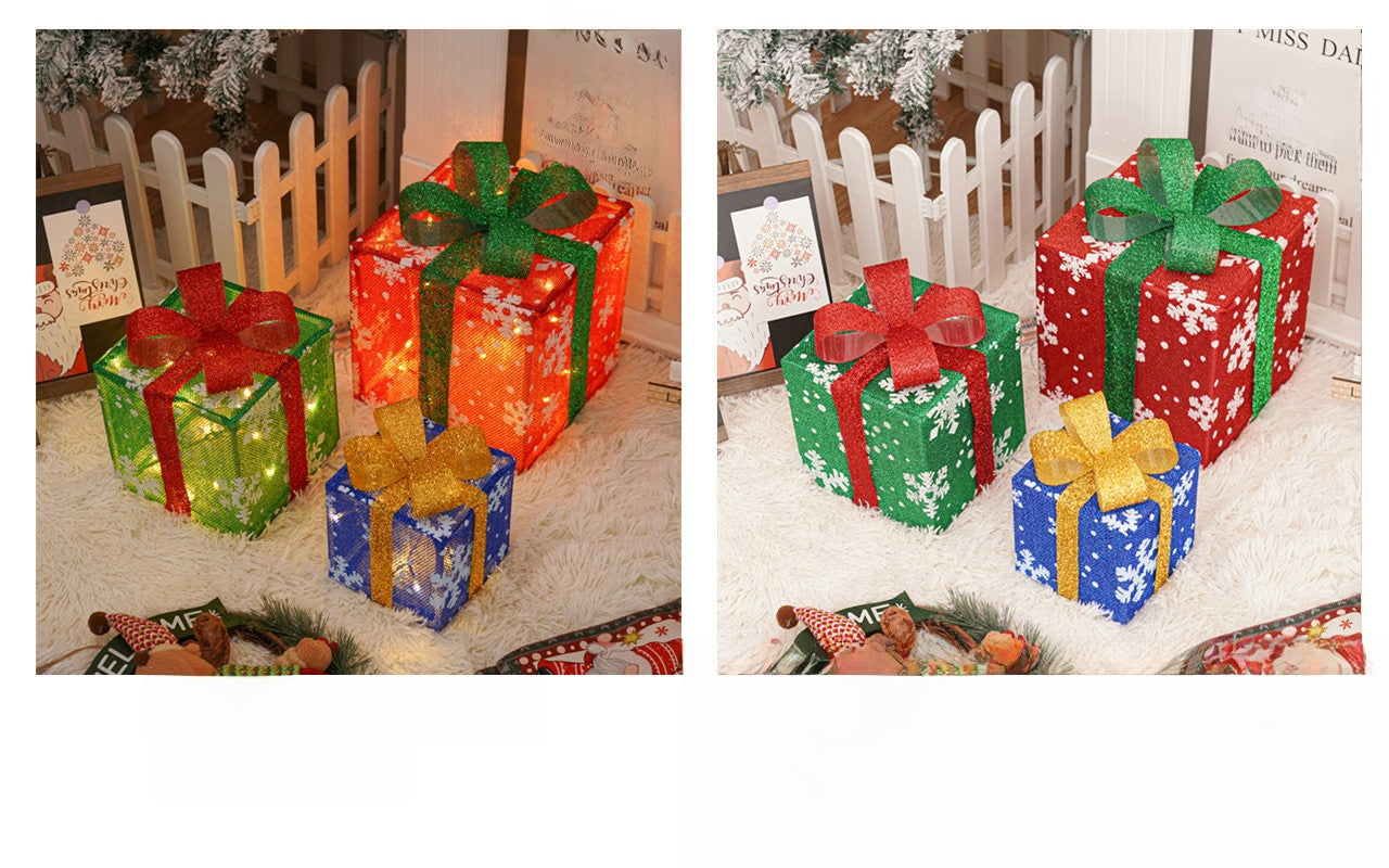 Christmas Gift Box Light Three-Piece Set