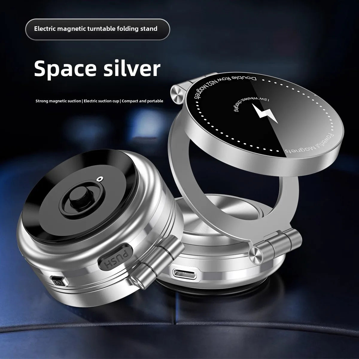 15W Wireless Charger  Double Sides Phone Holder Magnetic Vacuum Adsorption Bracket Foldable GPS Stand Electric Sucker Cup Suppor