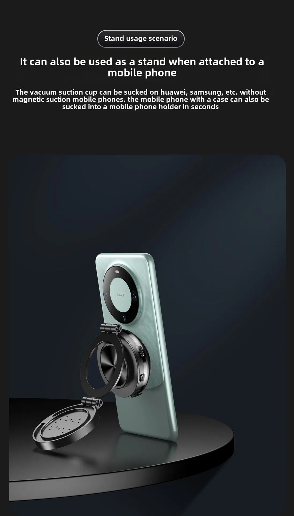 15W Wireless Charger  Double Sides Phone Holder Magnetic Vacuum Adsorption Bracket Foldable GPS Stand Electric Sucker Cup Suppor