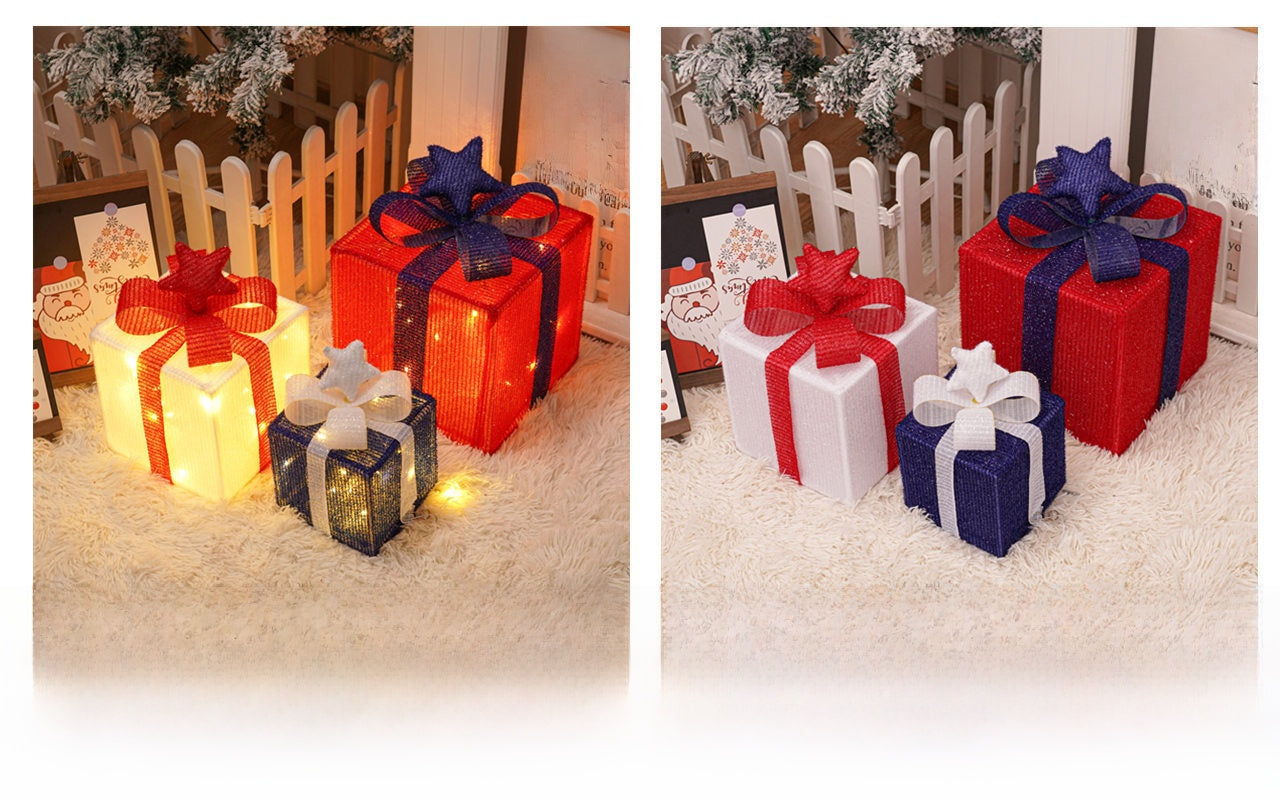 Christmas Gift Box Light Three-Piece Set